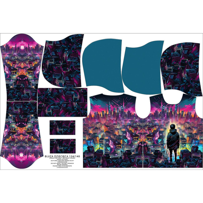 KINDER HOODIE (ALEX) -  NEON GALAXY ms.6 - Nähset (158/164)