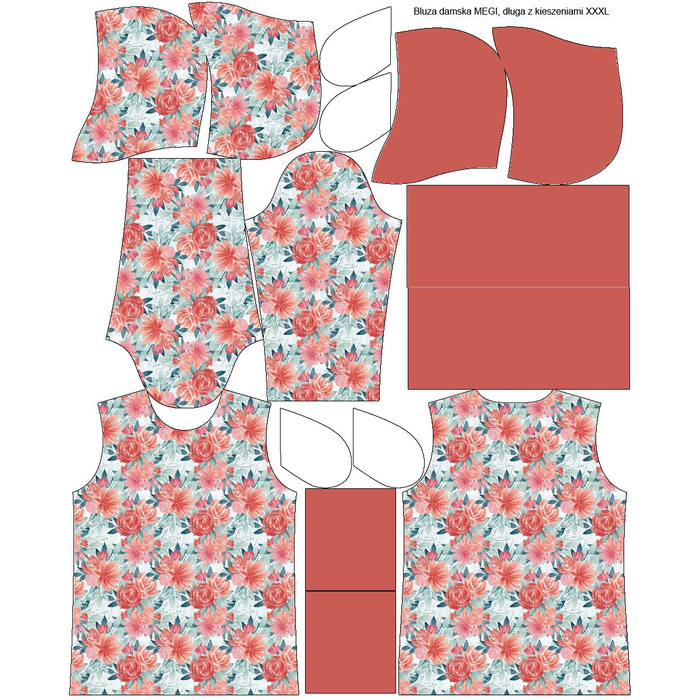 LANGES DAMEN HOODIE (MEGI) - ROSEN UND PÄONIEN Ms. 2  - Sommersweat