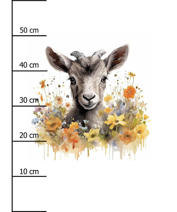 WATERCOLOR GOAT - panel (60cm x 50cm) SINGLE JERSEY