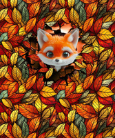 ANIMALS CRACKED wz.7 (FOX) - panel (60cm x 50cm) LIŚCIE / WITRAŻ WZ. 2