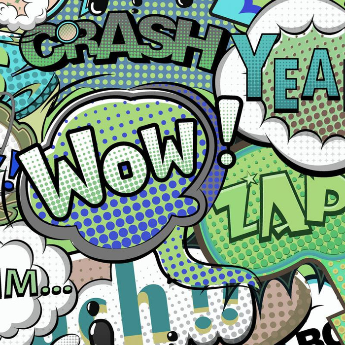 COMICS (grün - blau) - Baumwoll Webware