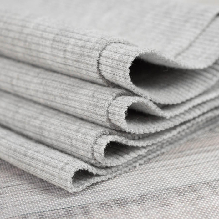 D-20 MELANGE LIGHT GRAY - Ribbed knit fabric