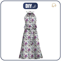 DRESS "DALIA" MAXI - WATER-COLOR FLOWERS pat. 3 - sewing set S-M
