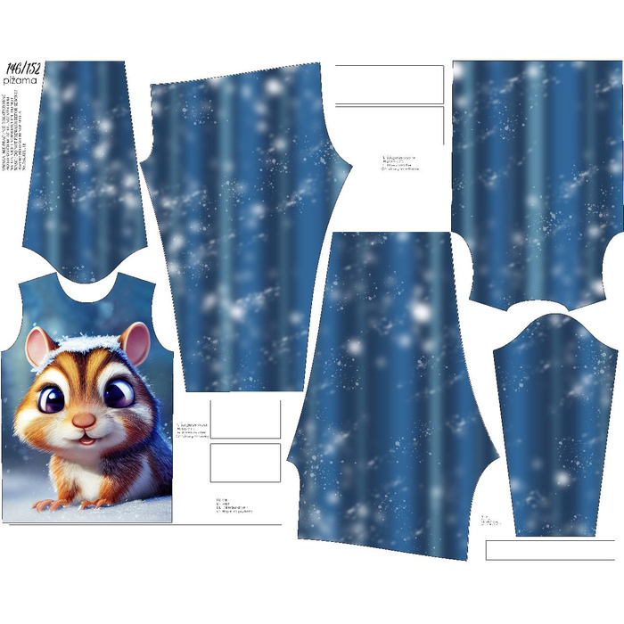 CHILDREN'S PAJAMAS " MIKI" - ANIMATED SQUIRREL - sewing set (122/128)
