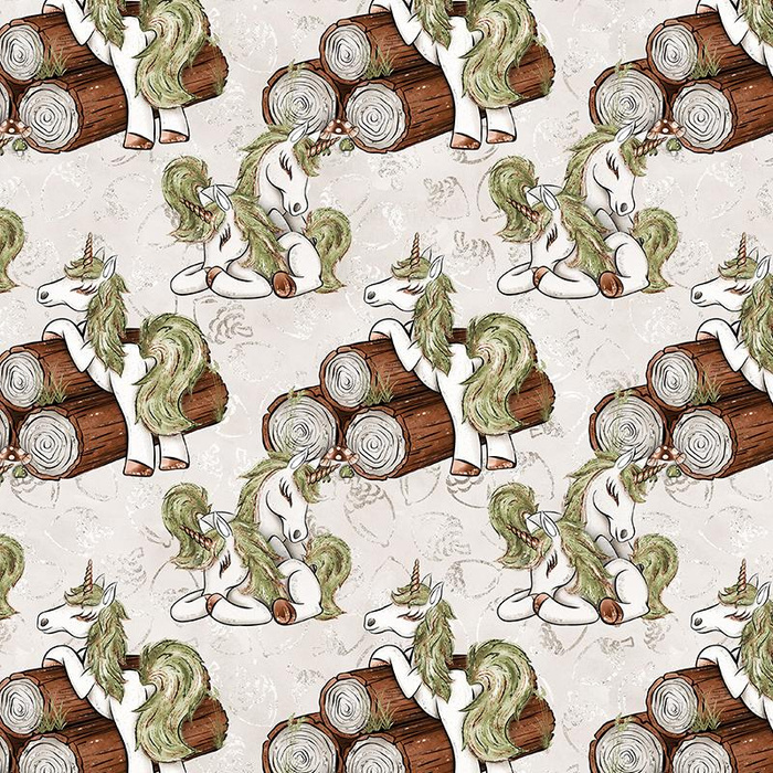 FOREST UNICORNS pat. 1 / beige - single jersey with elastane 
