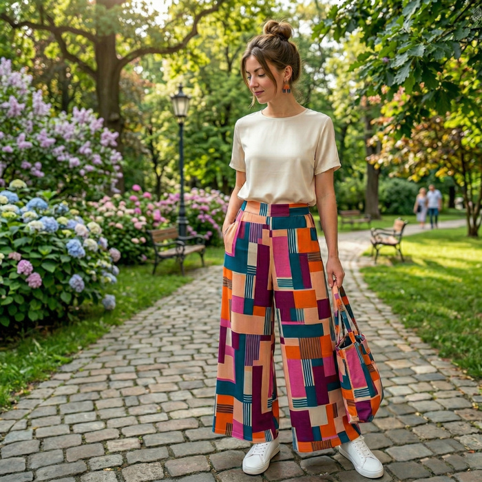RETRO GEOMETRIC WZ. 1 - Cotton woven fabric