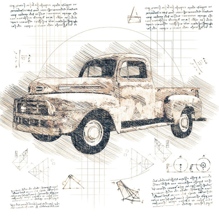 AUTO RETRO WZ. 3 - panel (75cm x 80cm)