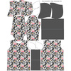 LONG WOMEN’S HOODIE (MEGI) - FLAMINGOS WITH LEAVES - looped knit fabric - XXXL