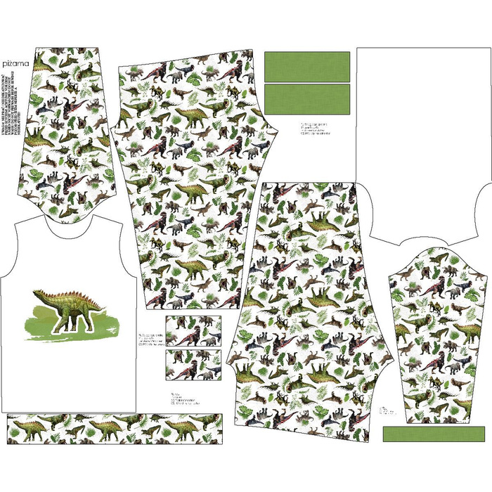 CHILDREN'S PAJAMAS " MIKI" (110/116) - DINO PLANTS - sewing set 