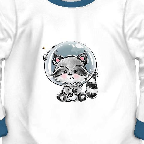CHILDREN'S PAJAMAS " MIKI" - RACCOON (CUTIES IN THE SPACE) - Elastic cotton knit fabric (134/140)
