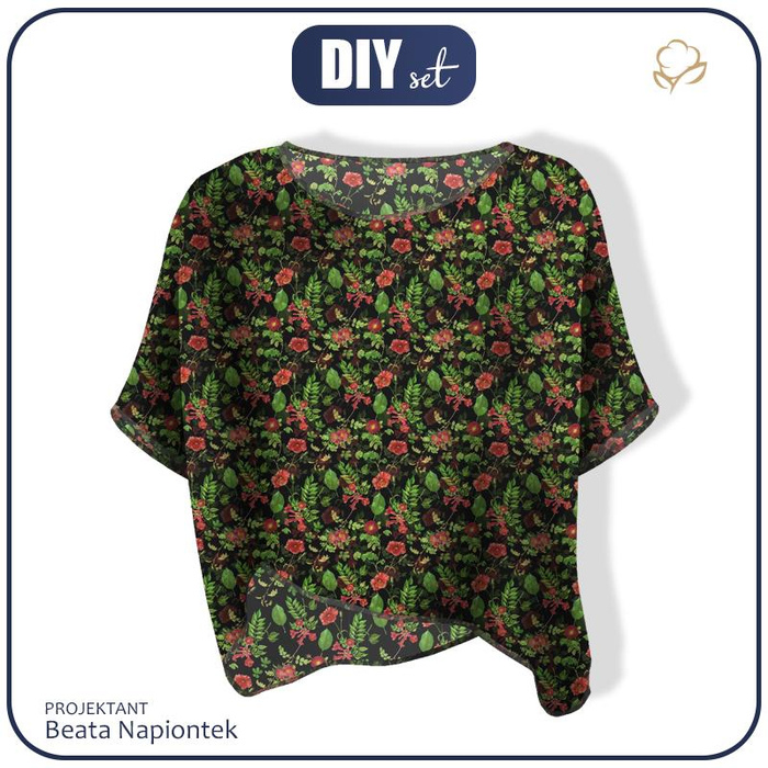 LEICHTE OVERSIZE BLUSE "ELENA" - MINI ROTER GARTEN (PARADIESGARTEN) - Nähset 