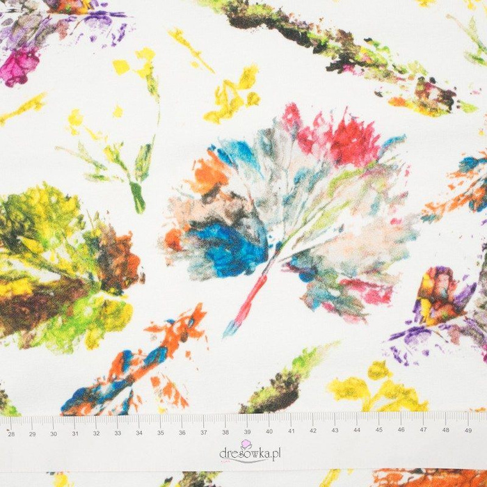 50CM COLORFUL LEAVES / white - looped knit SP250