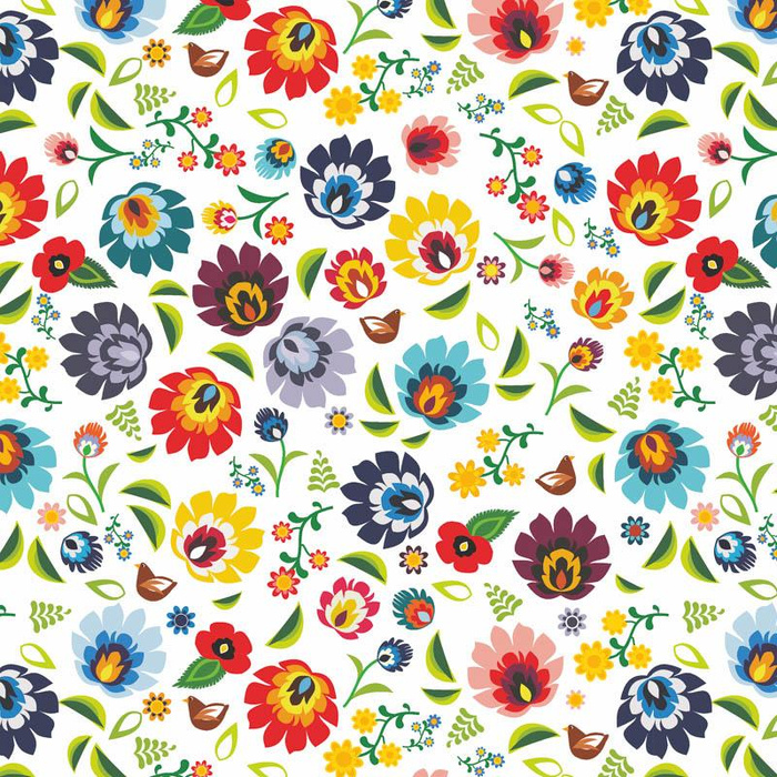 FOLK ŁOWICKI MINI / biały - organický úplet single jersey s elastanem 