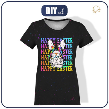 DAMEN T-SHIRT - HAPPY EASTER / neon - Nähset XL