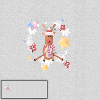 RENIFER MIX (ŚWIĄTECZNE RENIFERY) - panel panoramiczny dzianina pętelkowa (60cm x155cm)