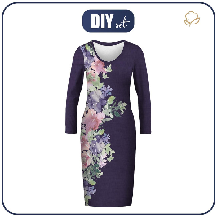 PENCIL DRESS (ALISA) - WATER-COLOR FLOWERS pat. 5 - sewing set XL