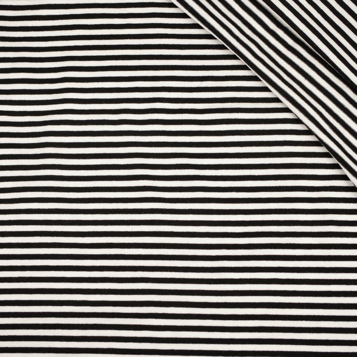 STRIPES WHITE / BLACK 0,5cm x 0,5cm - Viscose jersey