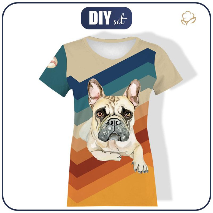 T-SHIRT DAMSKI - BULDOG / paski - single jersey XL