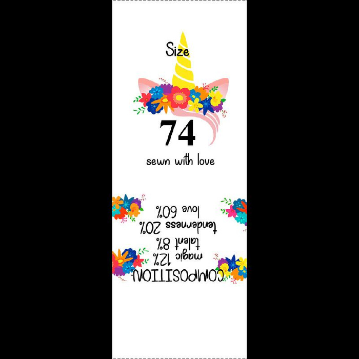 Wszywka dziewczęca "JEDNOROŻEC / wianek" EN - Komplet 9 szt / Rozmiar do wyboru