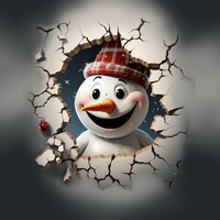 HAPPY SNOWMAN - Paneel (60cm x 50cm) Wintersweat angeraut mit Elastan ITY