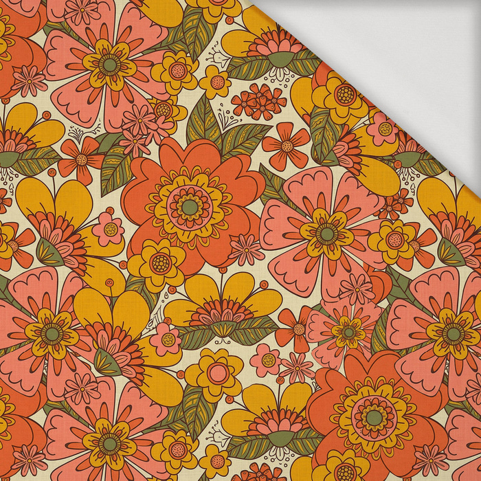 FLOWERS PAPAYA ORANGE WZ. 7 - Viscose jersey