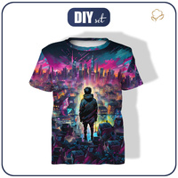 KID’S T-SHIRT - NEON GALAXY pat.6 - sewing set (116/122)