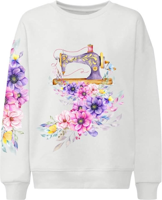 CHILDREN'S (NOE) SWEATSHIRT - SEWING MACHINE AND FLOWERS - sewing set(146/152)