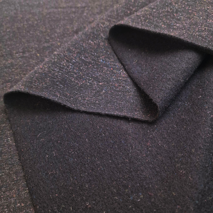 Baumwolle Wintersweat angeraut mit Elastan 250g - SCHWARZ MIT LUREX-FADEN