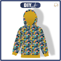 KID'S HOODIE (ALEX) - CAMOUFLAGE COLORFUL pat. 2 - looped knit fabric (98/104)