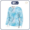 WOMEN'S SWEATSHIRT (HANA) BASIC - BLUE MONSTERA - looped knit fabric - XS