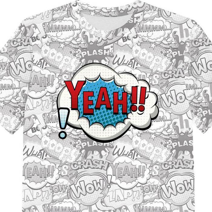 T-SHIRT DZIECIĘCY - KOMIKS / yeah (niebiesko - czerwony) - single jersey (92/98)