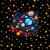 NEON GALAXY WZ.13 - panel (60cm x 50cm) Wintersweat angeraut mit Elastan ITY