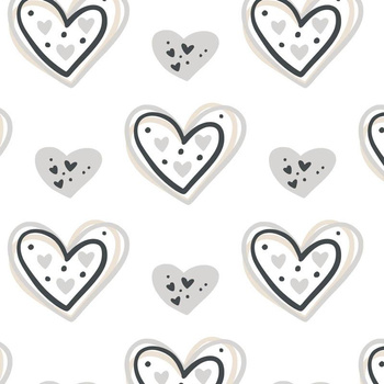 HEARTS (CONTOUR) pat. 3 / white (RAINBOWS AND HEARTS) - Viscose jersey