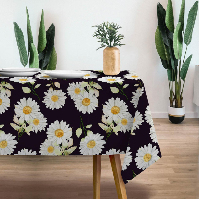DAISIES PAT. 3 / black - looped knit fabric with elastane ITY