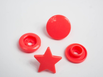 Druckknöpfe KAM Sterne 12 mm hell rot- 10 Sets