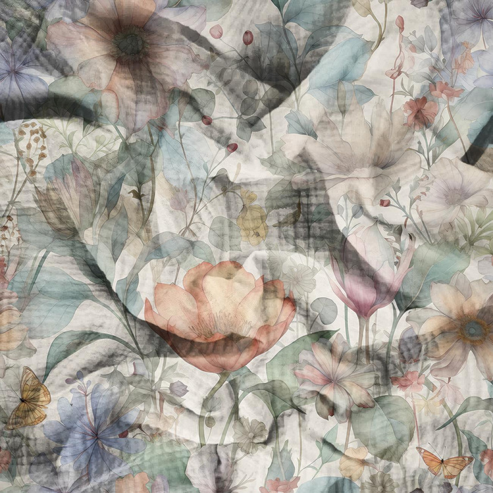 PASTEL FLOWERS WZ.12 - Mušelín bavlněný