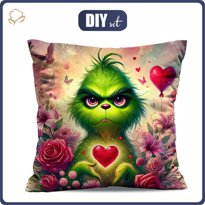 PODUSZKA 45X45 - VALENTINE'S DAY / PRANK 1 - welur tapicerski - panel przód + tył