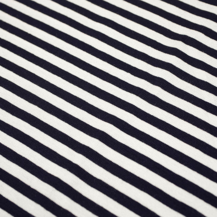 VISCOSE JERSEY - PRUHY TMAVOMODRÁ / BÍLÁ 0,5 cm x 0,5 cm