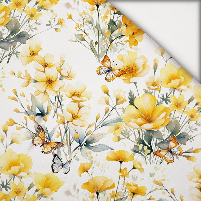 FLOWERS (BUTTER YELLOW) - leichte Maschenware angeraut