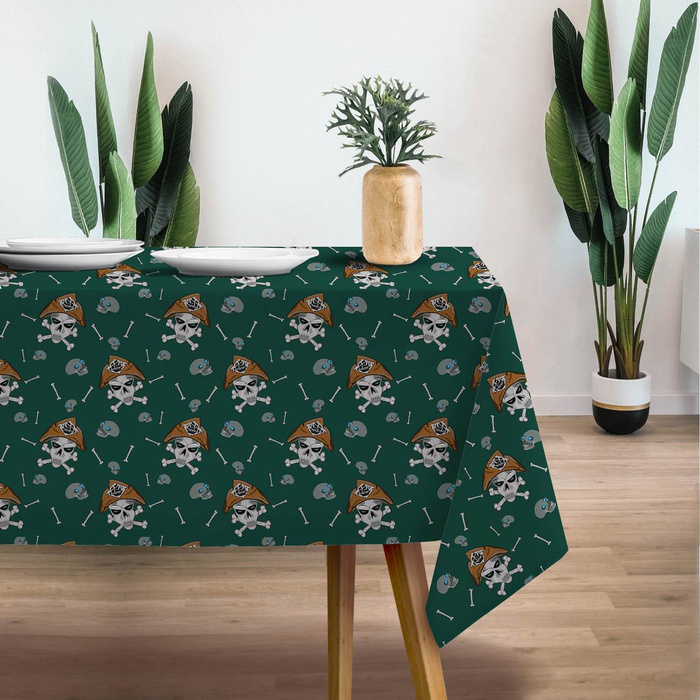 PIRATE SKULLS / BOTTLED GREEN (SCARY HALLOWEEN)- single jersey with elastane ITY