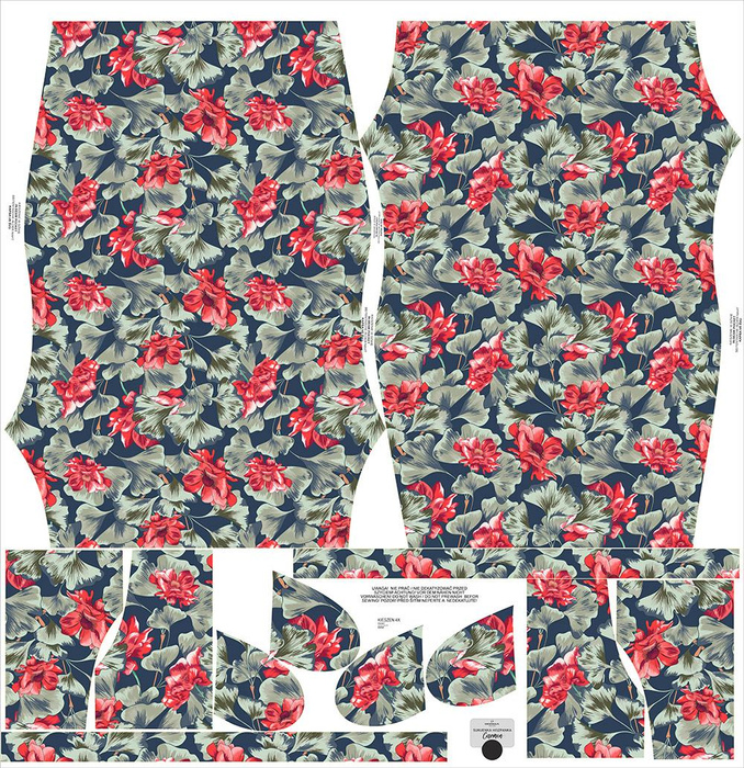 KLEID "CARMEN" - ROTE MOHNBLUMEN - Krepp M