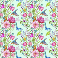 MINI EISVÖGEL UND SCHMETTERLINGE (EISVÖGEL AUF DER WIESE) / minze - Viskose Jersey