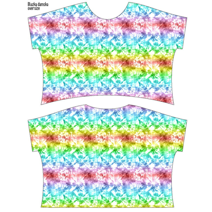 LEHKÁ HALENKA OVERSIZE "ELENA" - BATIKA vz. 1 / duhová - Sada šití