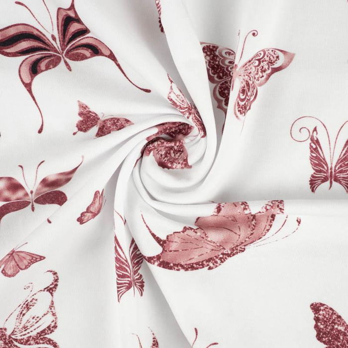 BUTTERFLIES (GLITTER BUTTERFLIES) / white - Cotton woven fabric