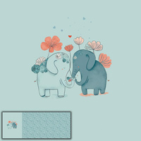 ELEPHANTS IN LOVE - panoramic panel softshell (60cm x 140 cm)