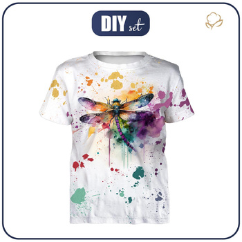 KID’S T-SHIRT - WATERCOLOR DRAGONFLY - sewing set (140/146)