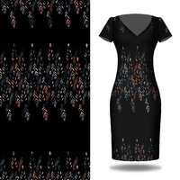 BLÄTTER M. 3 / SCHWARZ - Kleid-Panel krepp