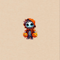 Skeleton and pumpkin cute halloween wz.8  - panel (60cm x 50cm) Panama 220g