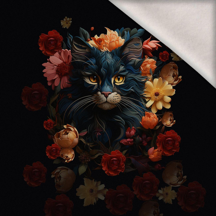 ANIMALS MANDALA wz.7 (cat) - panel (75cm x 80cm) brushed knitwear with elastane ITY