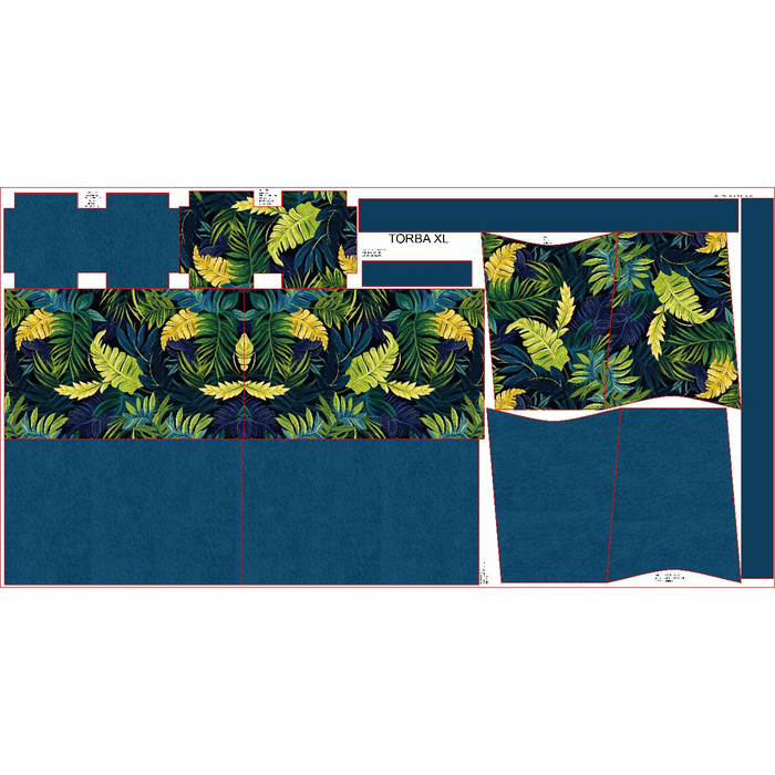 XL Tasche mit Utensilientasche 2 in 1 - GREEN LEAVES wz.2 - Nähset